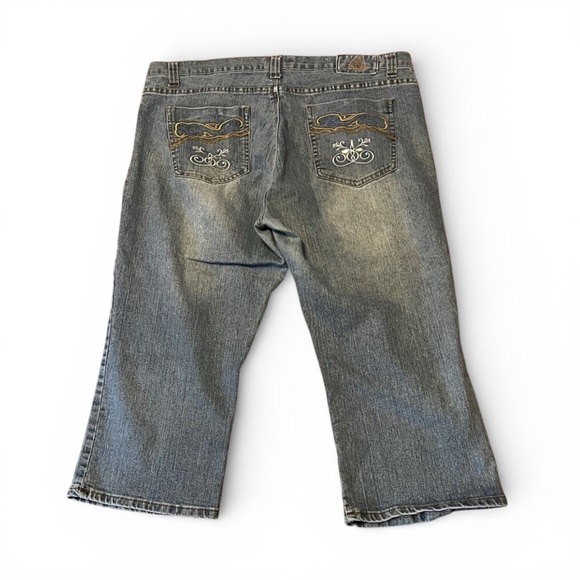 Vintage Old Skool women’s Denim Capris Jeans Hip Hop Skater 100% Cotton 90’s - Picture 2 of 8